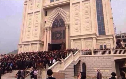 Christians protect their church in Wenzhou, China. 