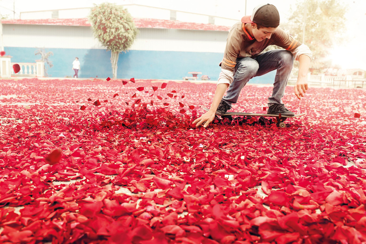 Flower petals covers the streets. 