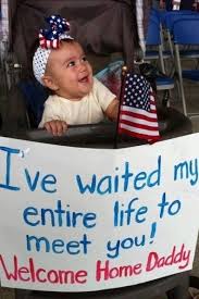 Adorable baby welcomes home her daddy