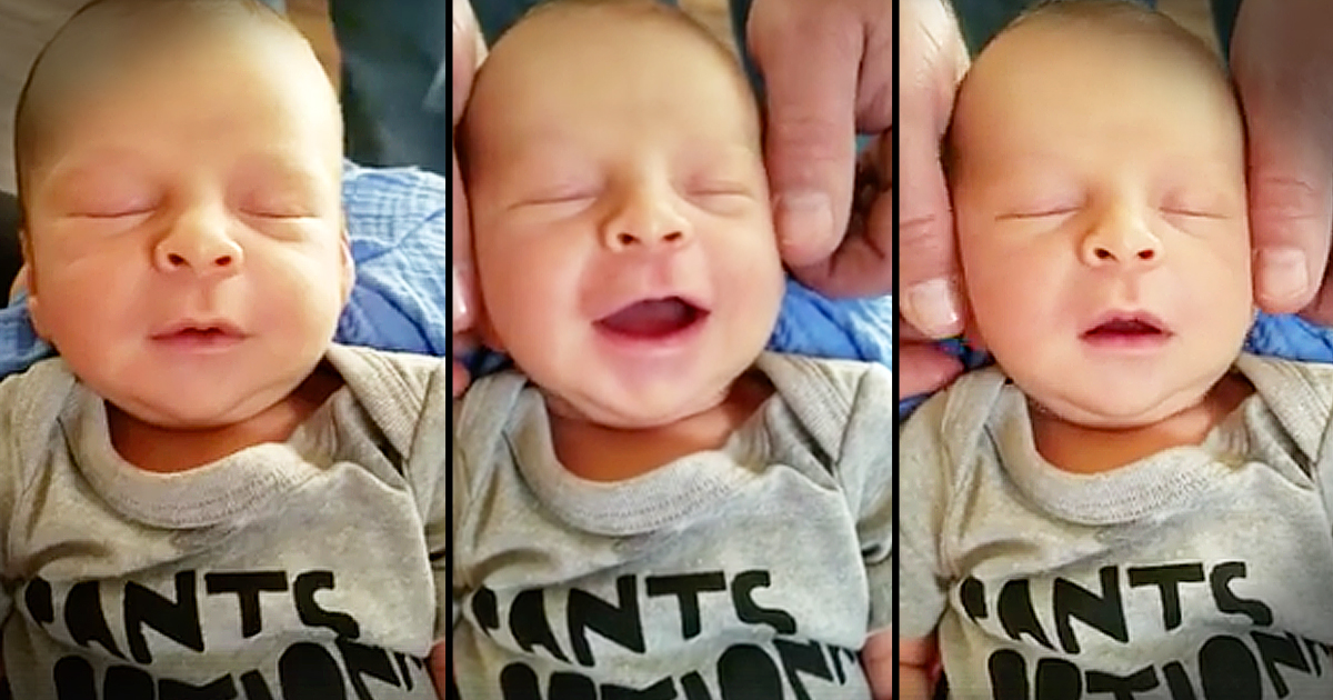 Baby Is Completely Relaxed When Papa Rubs His Head
